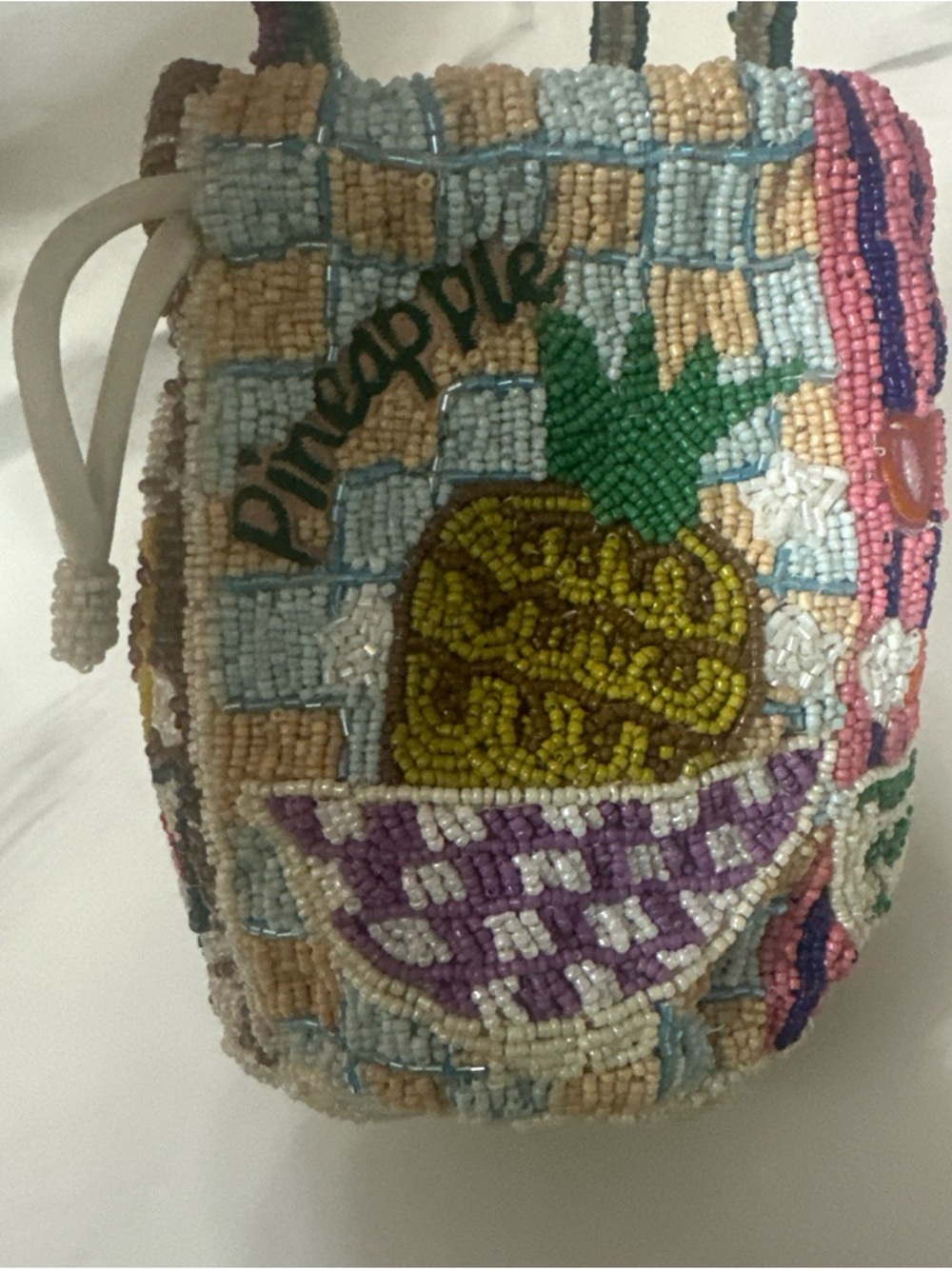 Beaded Pineapple Crossbody Bag - Multicolor